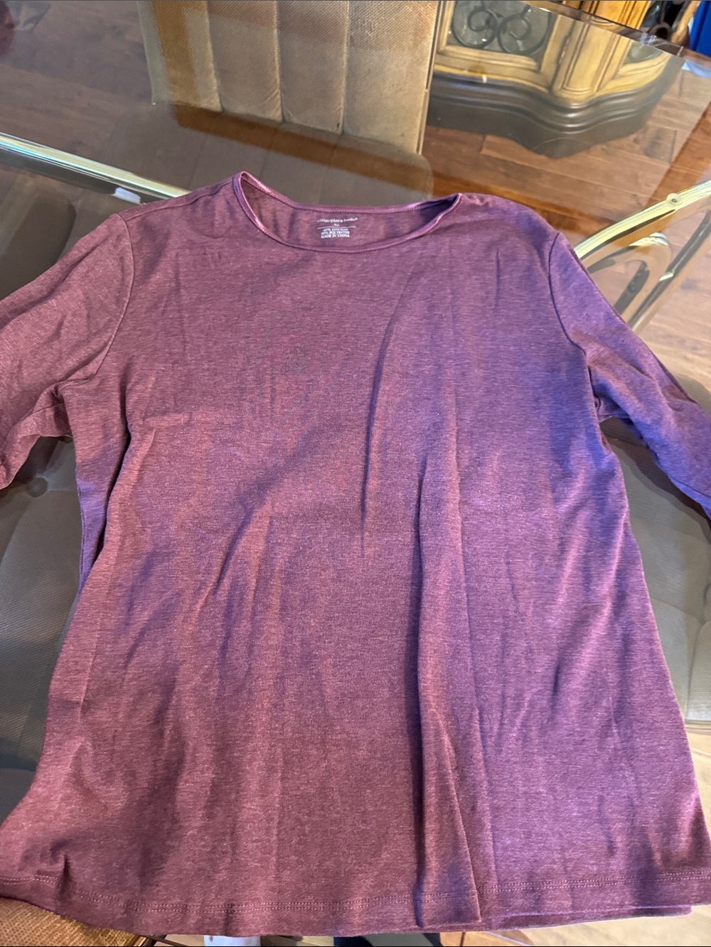 Christopher & Banks Plum Heather Long Sleeve Tee